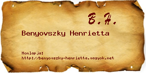 Benyovszky Henrietta névjegykártya